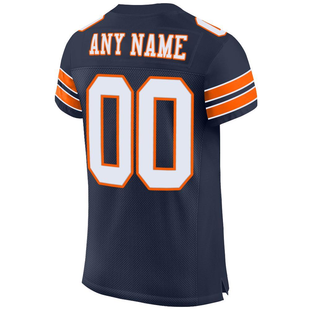 Custom Football Jersey - Navy White-Orange Mesh - Style Navy0014