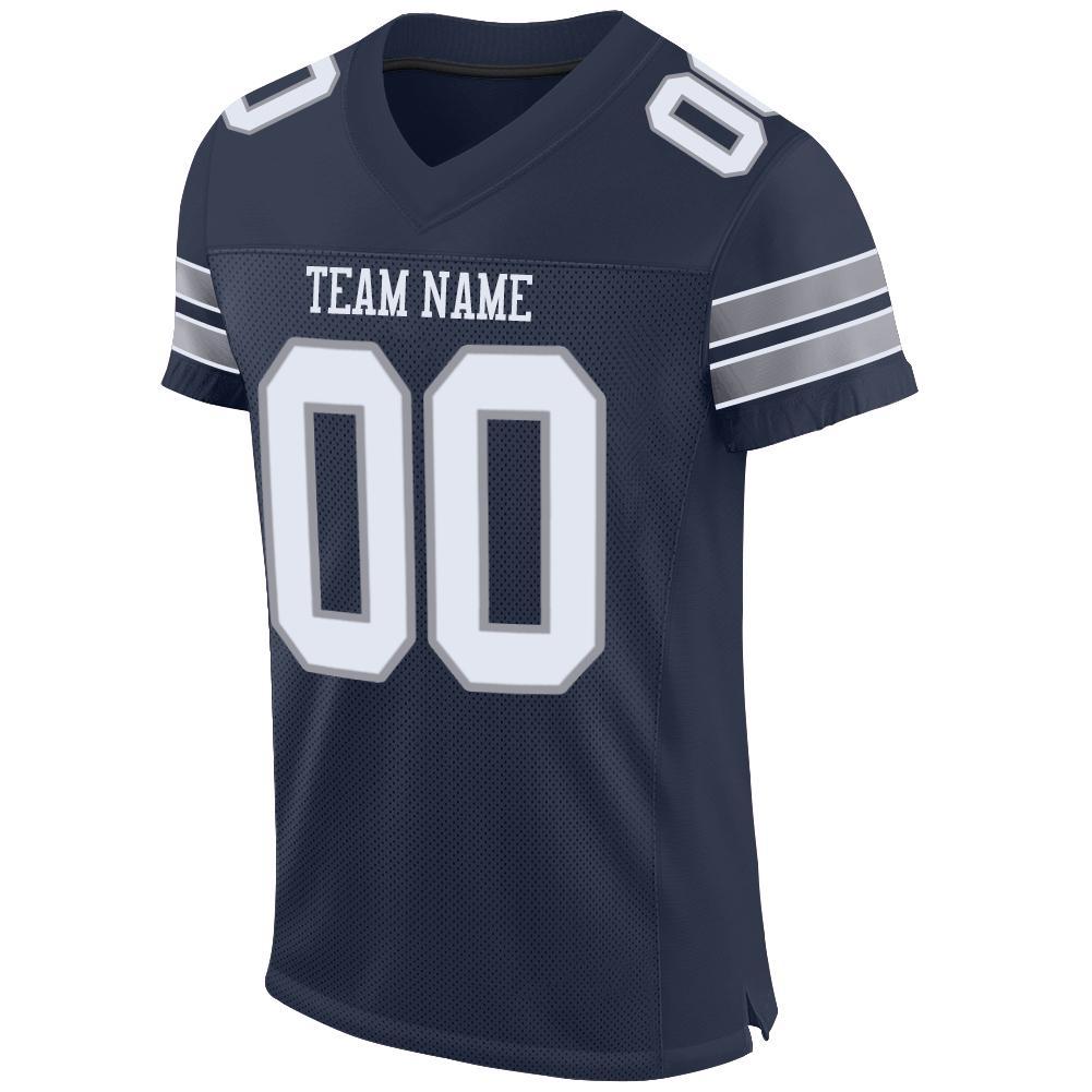 Custom Football Jersey - Navy White-Light Gray Mesh - Style Navy0015