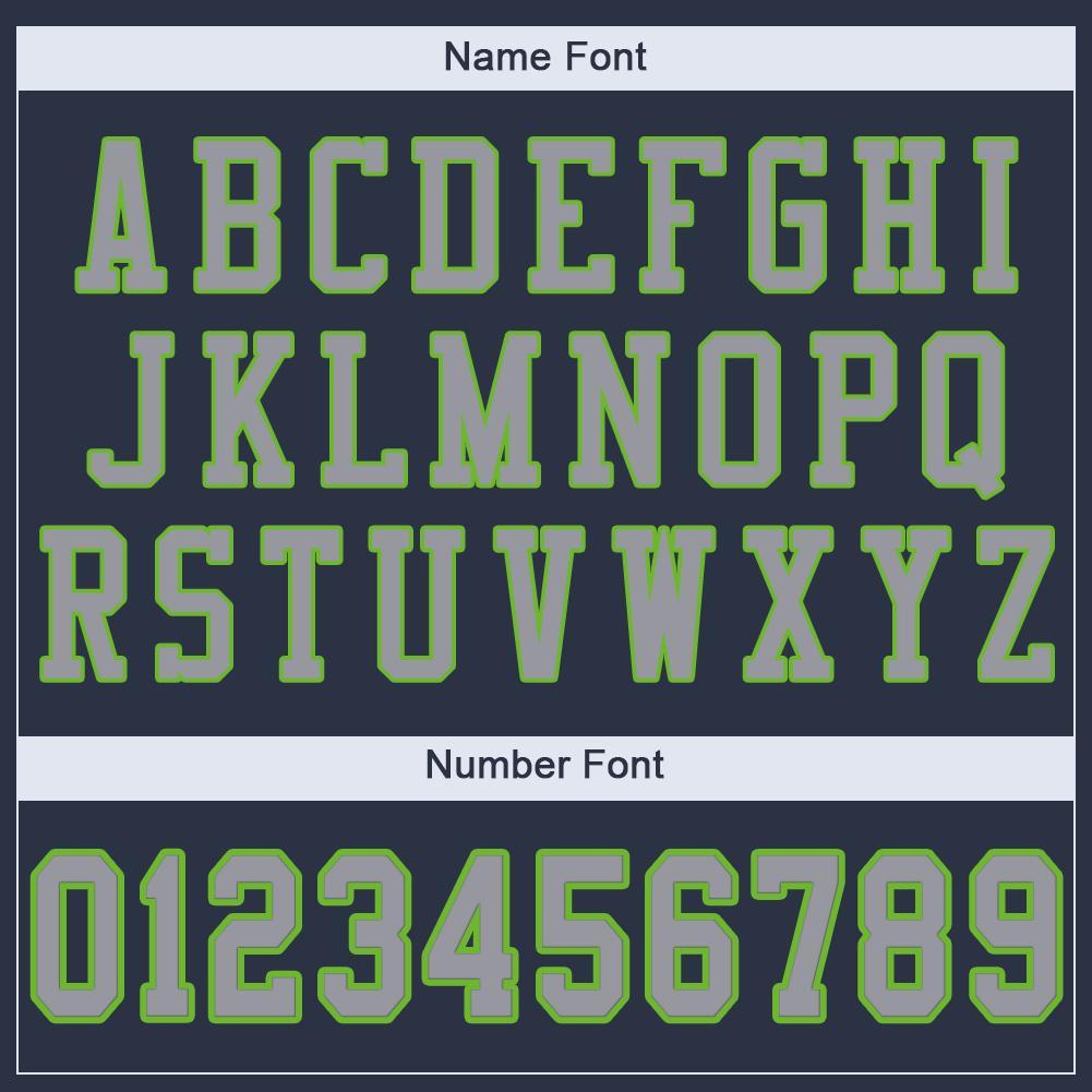 Custom Football Jersey - Navy Light Gray-Neon Green Mesh