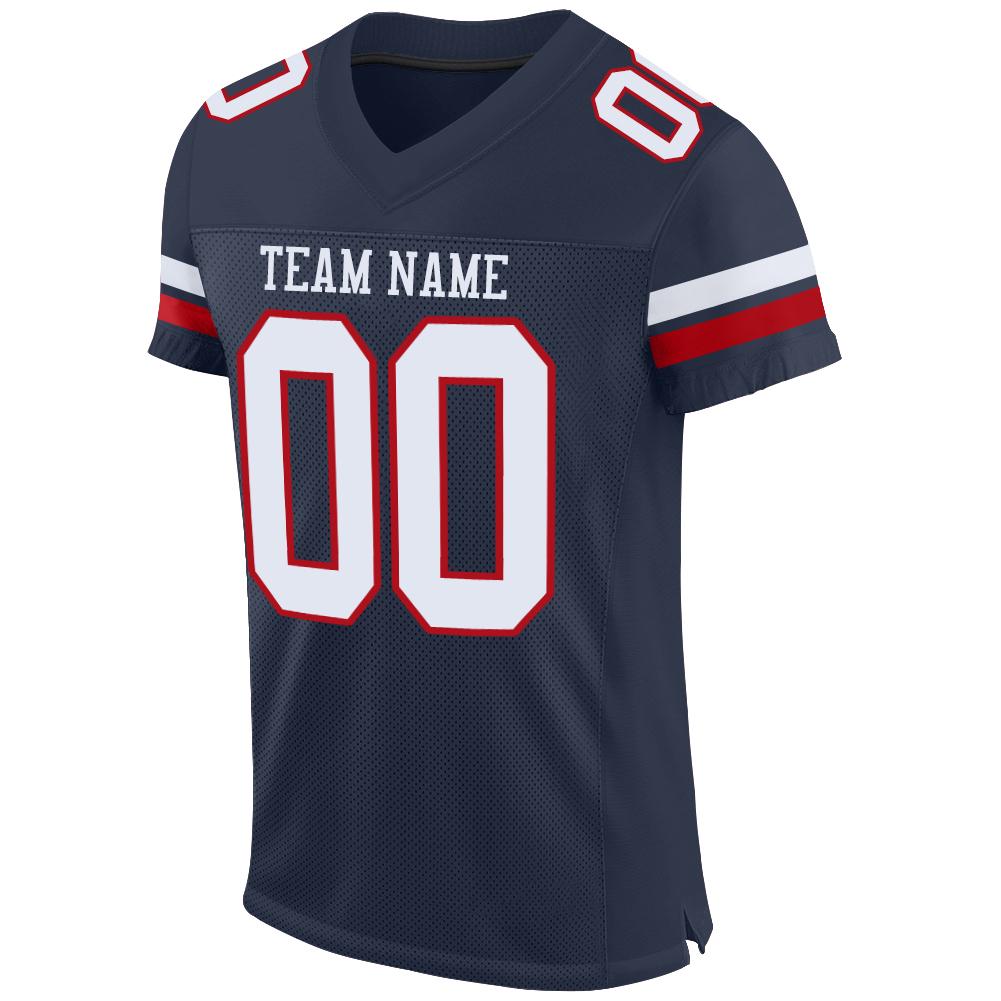Custom Football Jersey - Navy White-Red Mesh - Style Navy0080