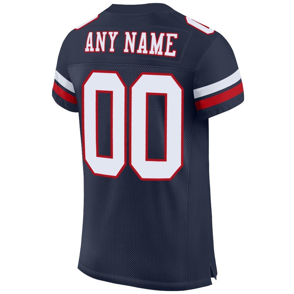 Custom Football Jersey - Navy White-Red Mesh - Style Navy0080