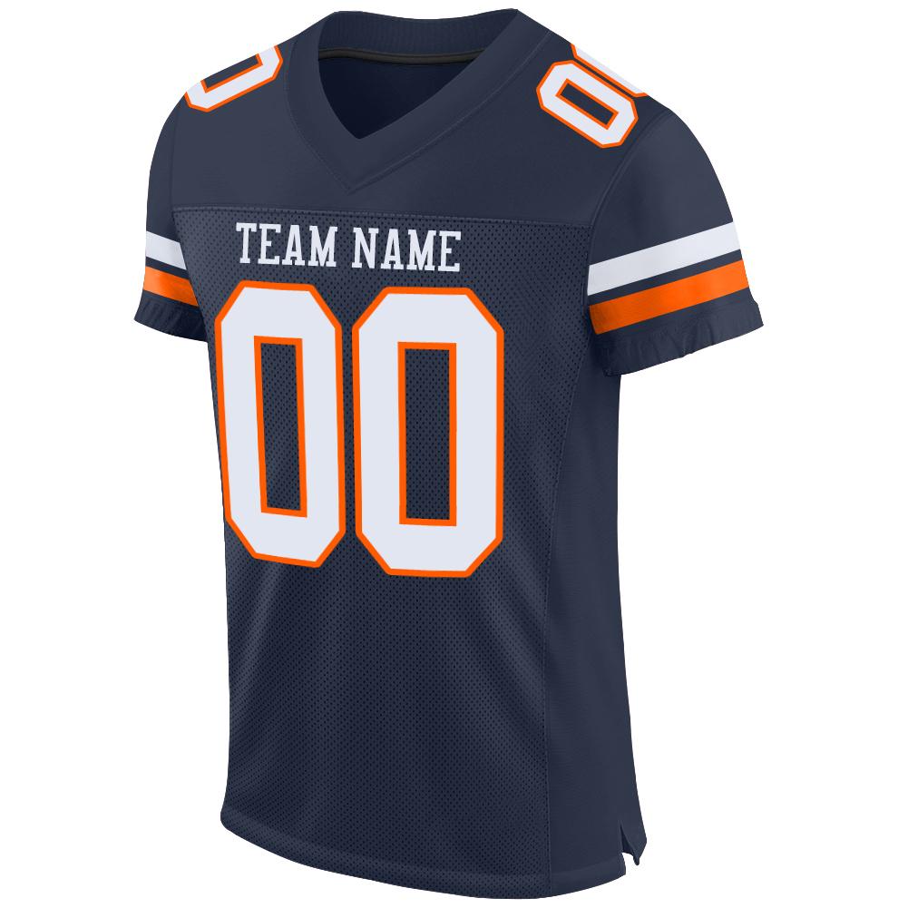 Custom Football Jersey - Navy White-Orange Mesh - Style Navy0081