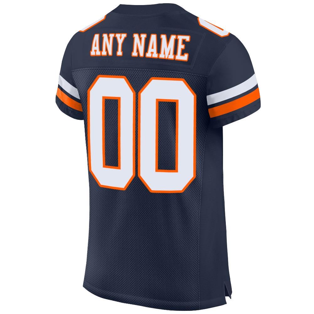 Custom Football Jersey - Navy White-Orange Mesh - Style Navy0081