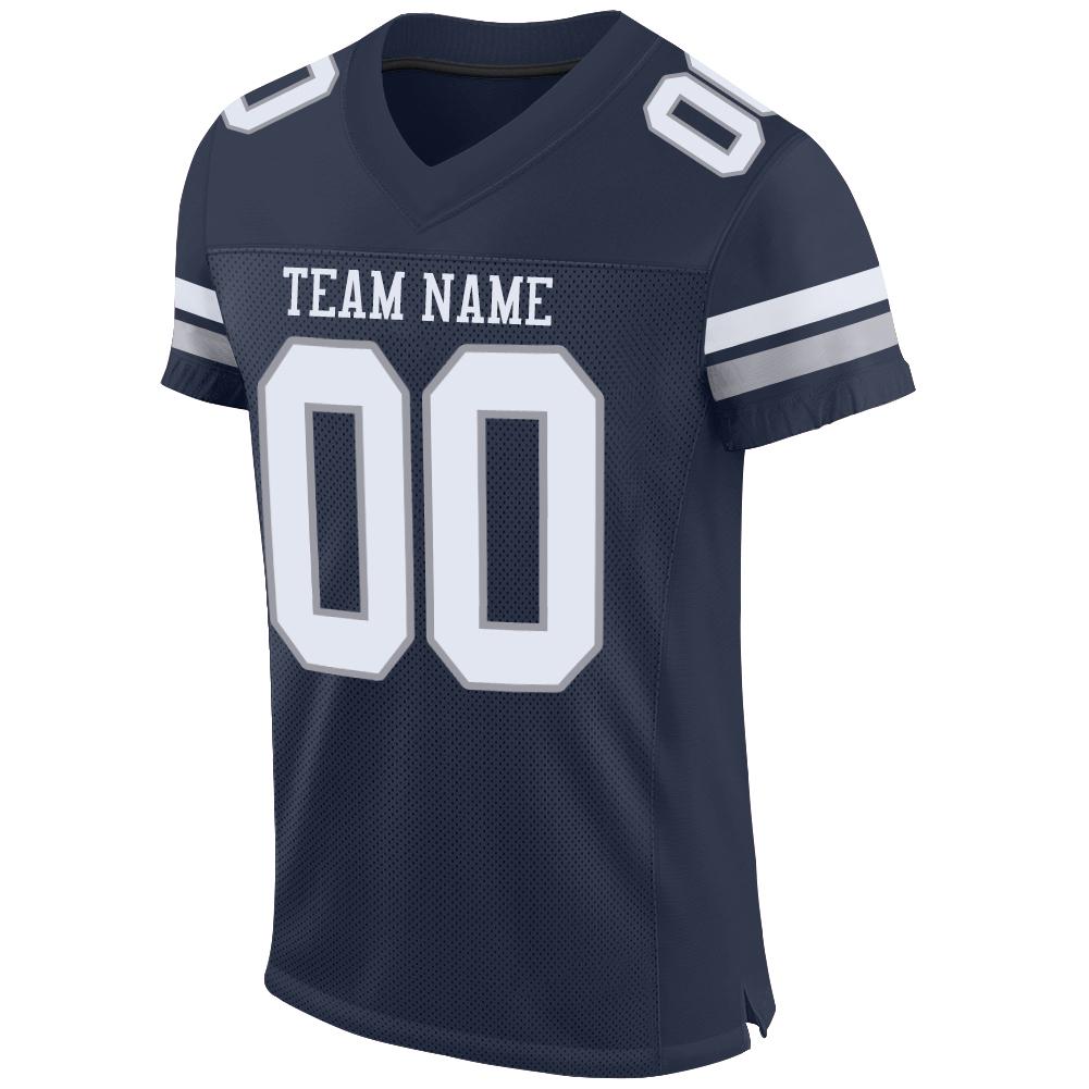 Custom Football Jersey - Navy White-Light Gray Mesh - Style Navy0082