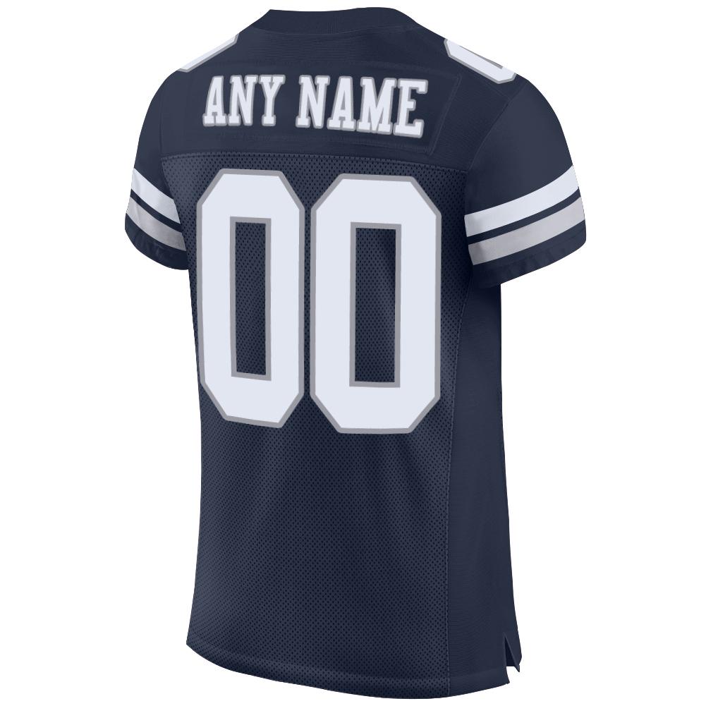 Custom Football Jersey - Navy White-Light Gray Mesh - Style Navy0082