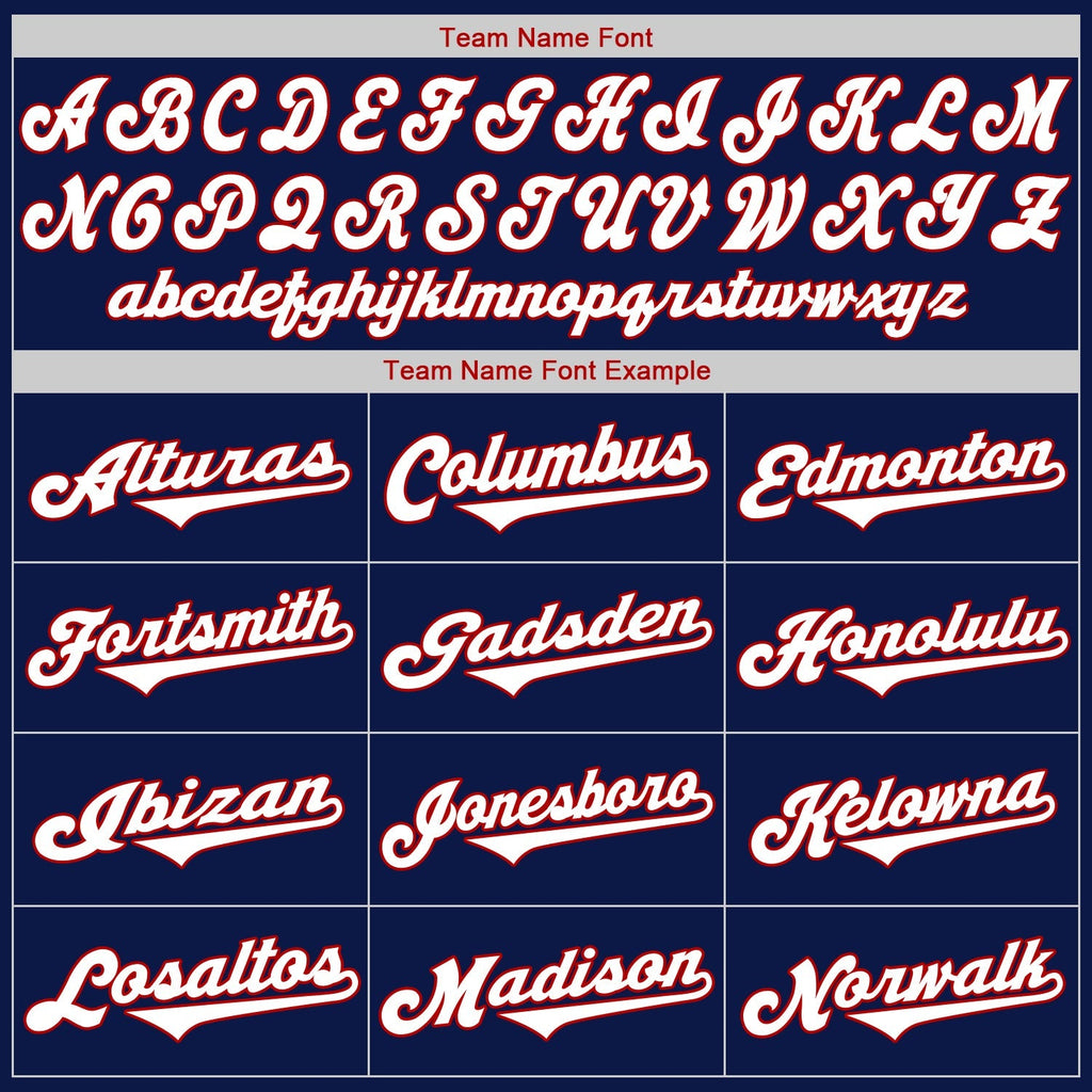 Custom Baseball Jersey - Navy White-Red