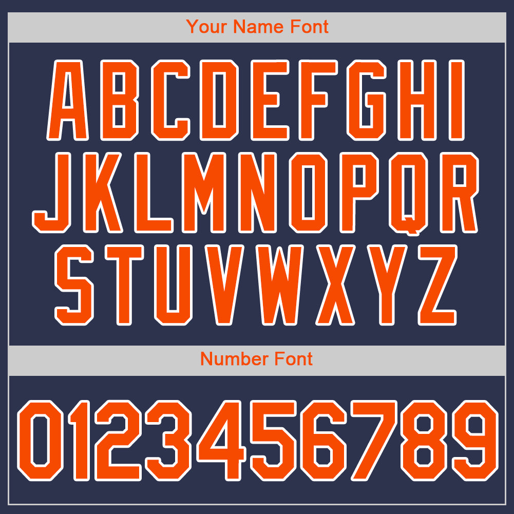 Custom Baseball Jersey - Navy Orange-White