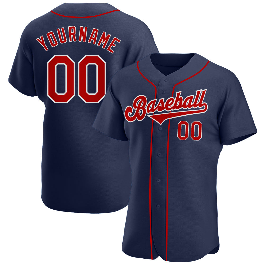 Custom Baseball Jersey - Navy Red-White - Style Navy0098