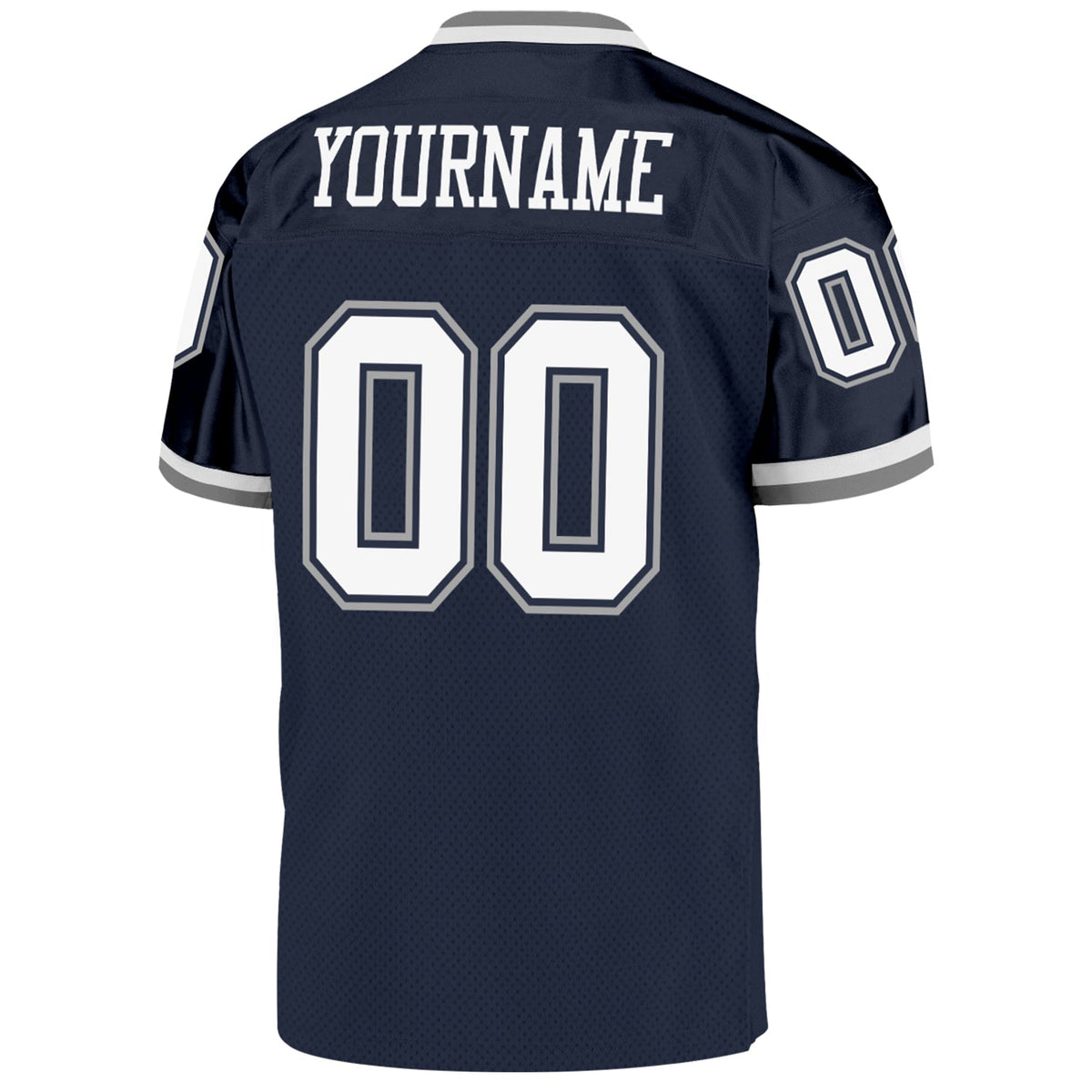 Custom Football Jersey - Navy White-Gray Mesh Throwback