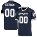 Custom Football Jersey - Navy White-Gray Mesh Throwback