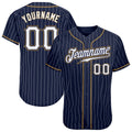 Custom Baseball Jersey - Navy White Pinstripe White-Old Gold