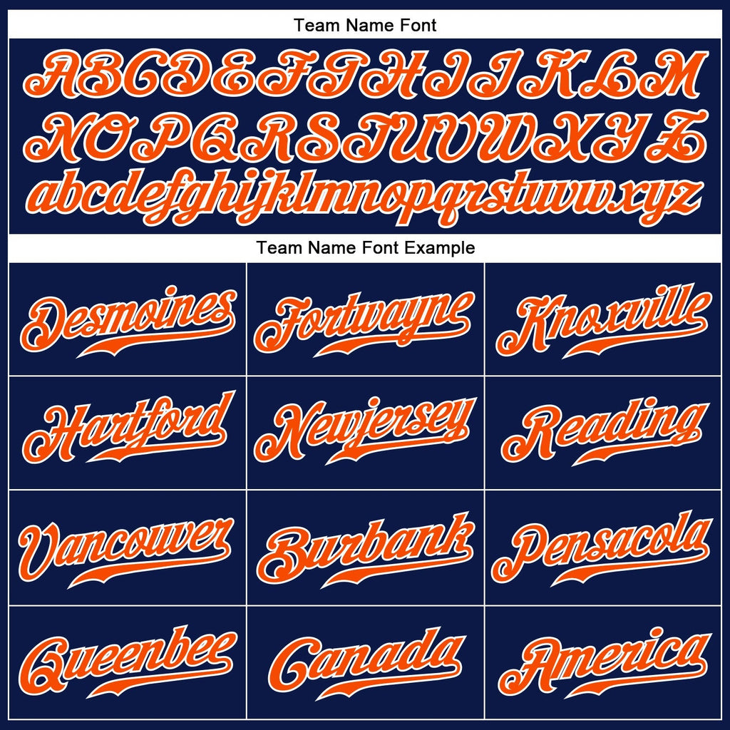 Custom Baseball Jersey - Navy White Pinstripe Orange-White