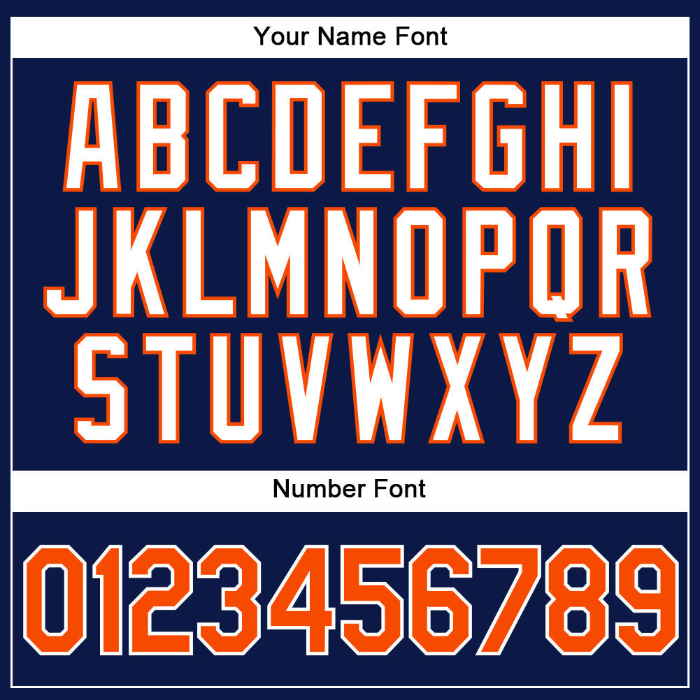 Custom Baseball Jersey - Navy White Pinstripe Orange-White