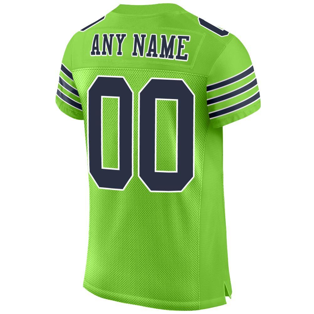 Custom Football Jersey - Neon Green Navy-White Mesh - Style NeonGreen0004