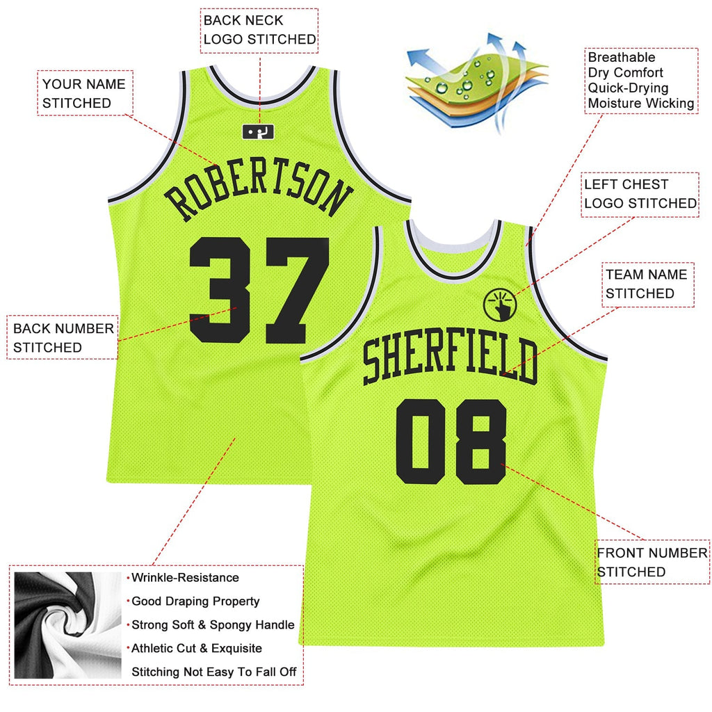 Custom Basketball Jersey - Neon Green Black-White Throwback