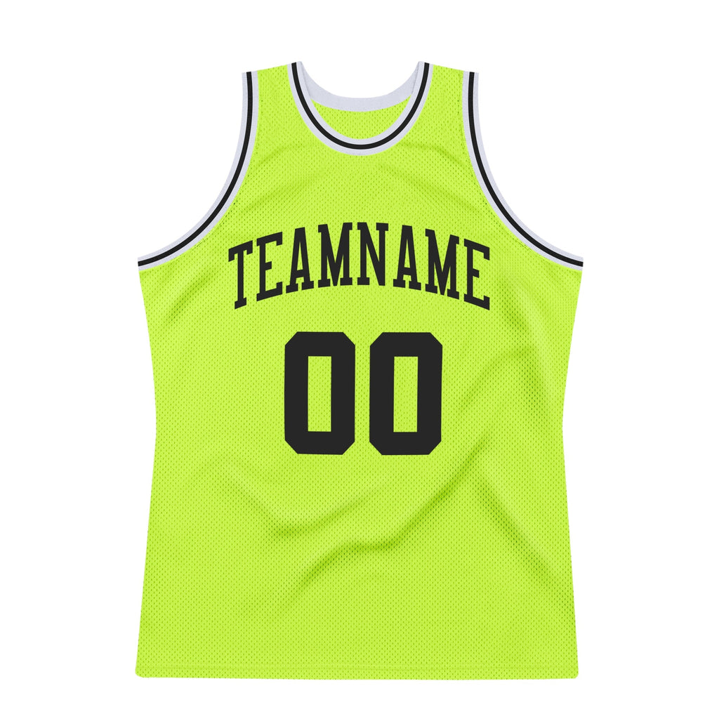 Custom Basketball Jersey - Neon Green Black-White Throwback