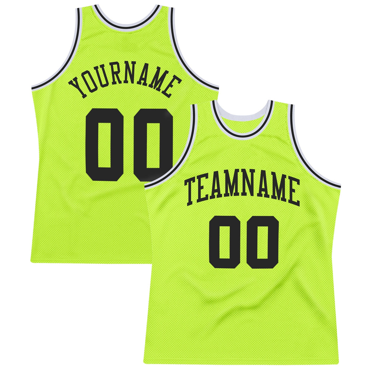 Custom Basketball Jersey - Neon Green Black-White Throwback