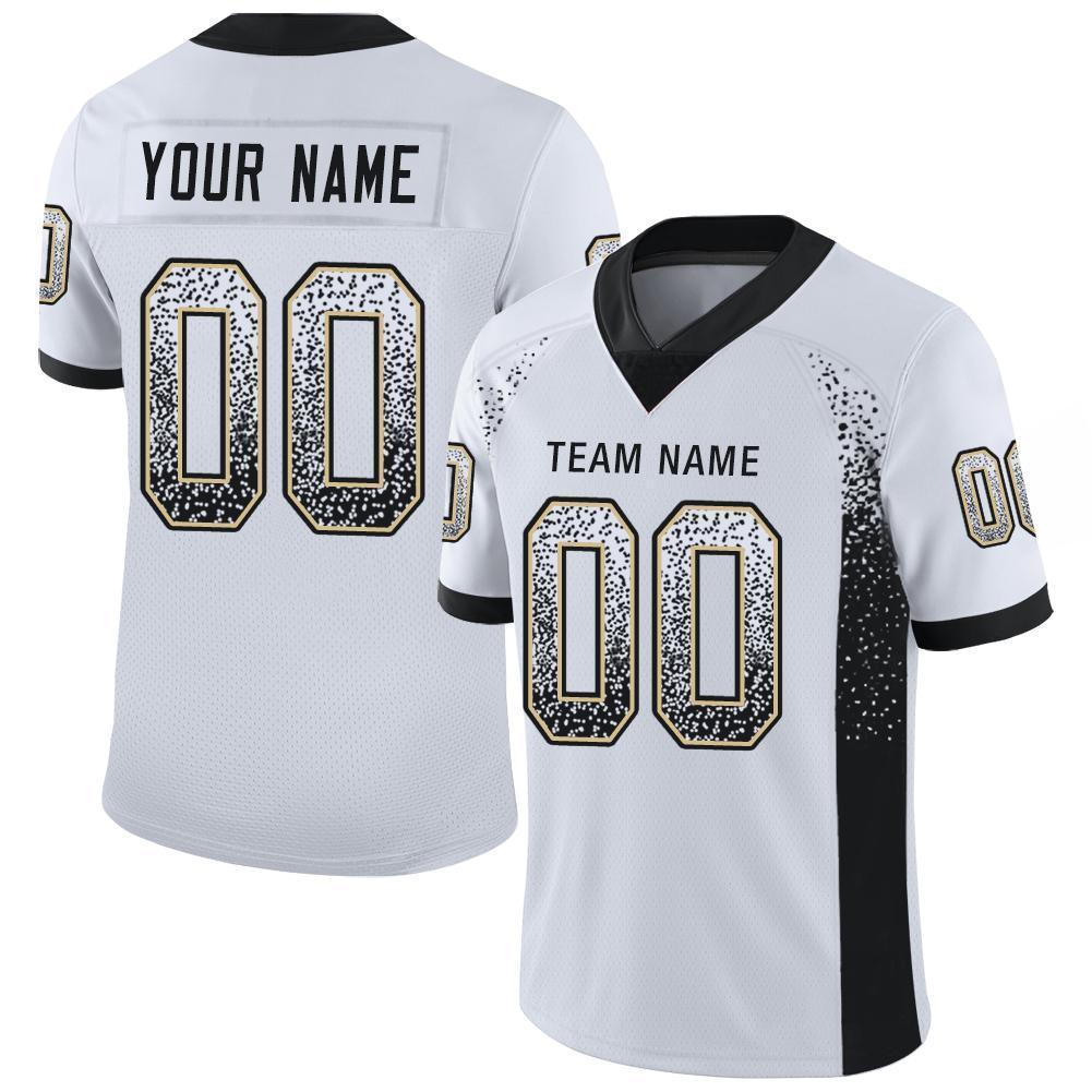 Custom Football Jersey - White Black-Vegas Gold Drift Fashion