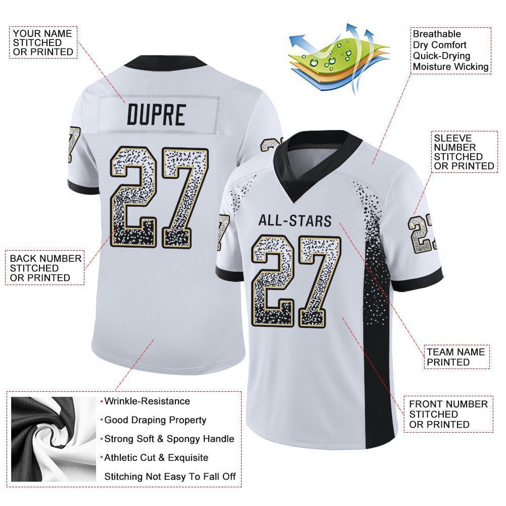 Custom Football Jersey - White Black-Vegas Gold Drift Fashion