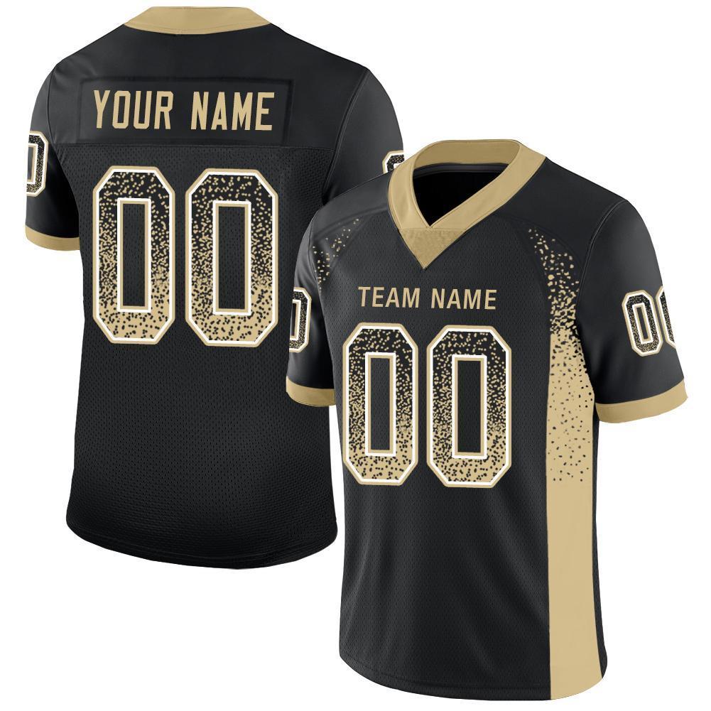 Custom Football Jersey - Black Vegas Gold-White Drift Fashion