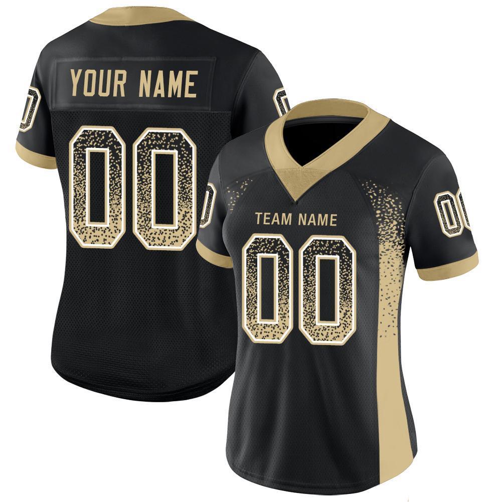 Custom Football Jersey - Black Vegas Gold-White Drift Fashion