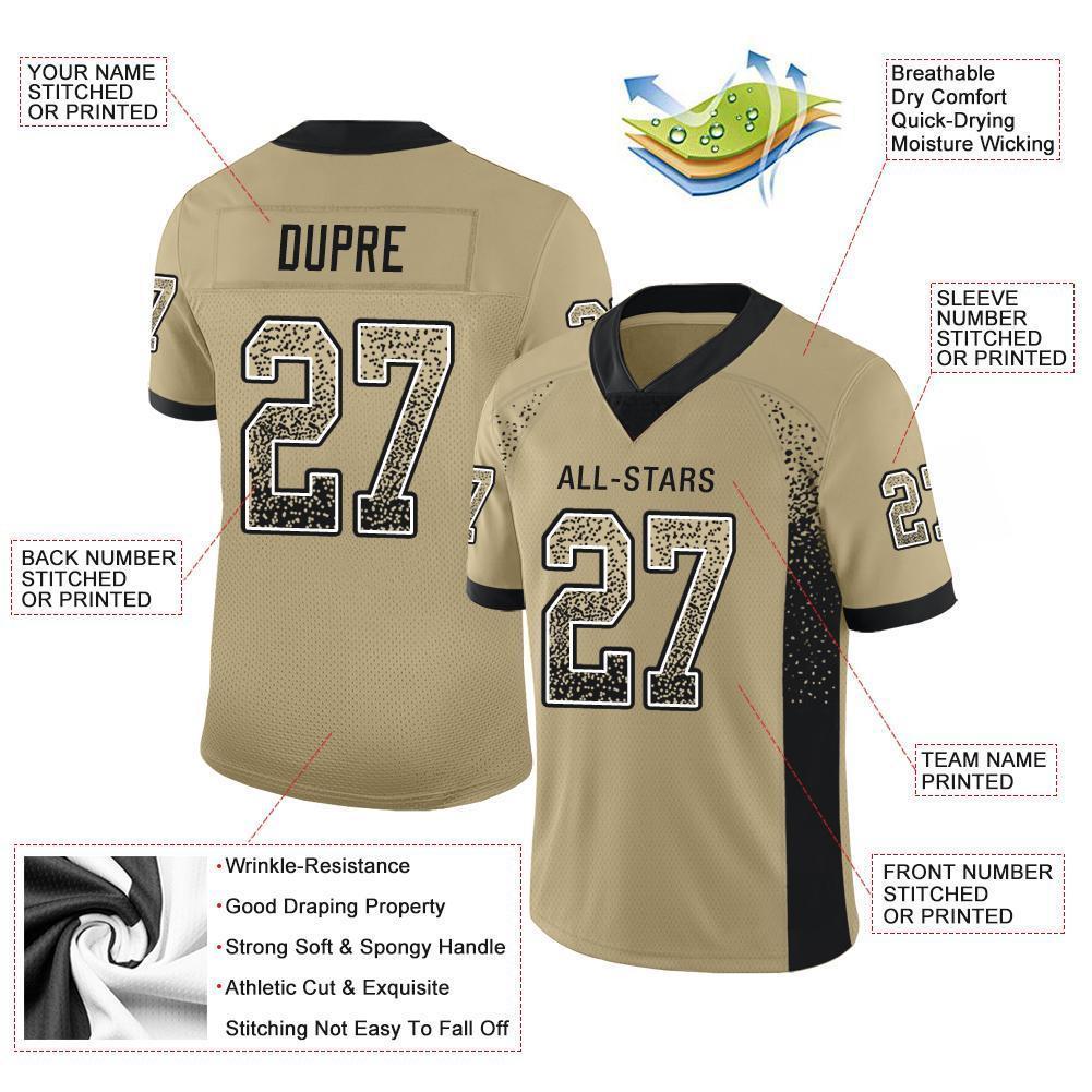 Custom Football Jersey - Vegas Gold Black-White Drift Fashion