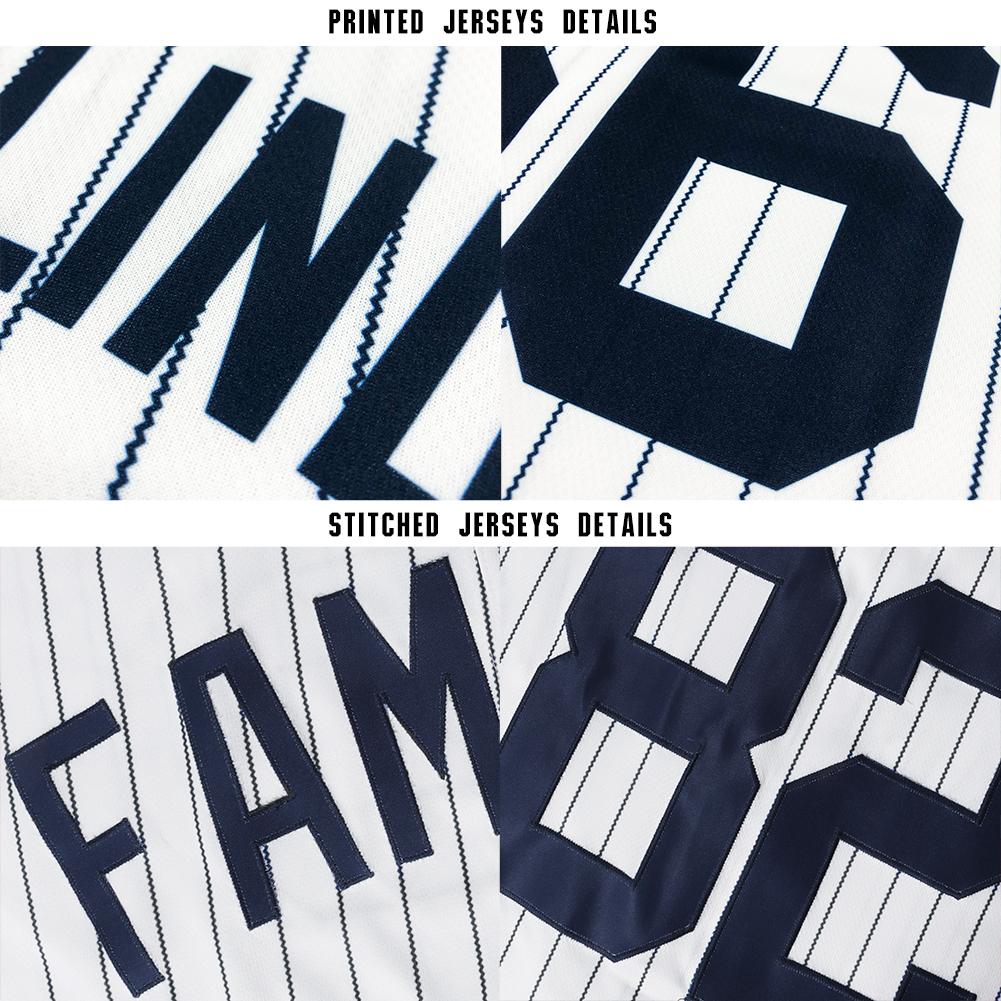 Custom Baseball Jersey - White Navy Pinstripe Navy