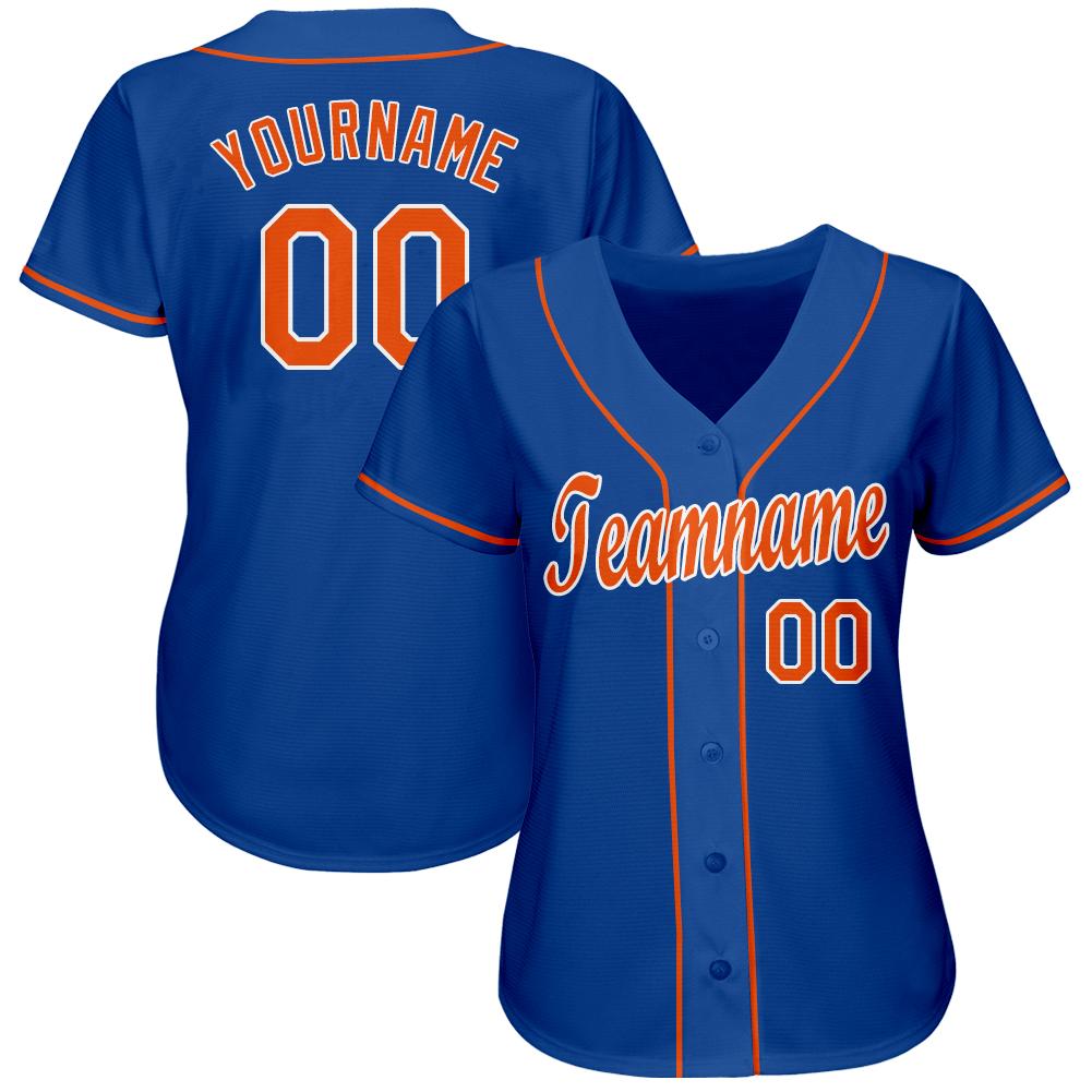Custom Baseball Jersey - Royal Orange-White