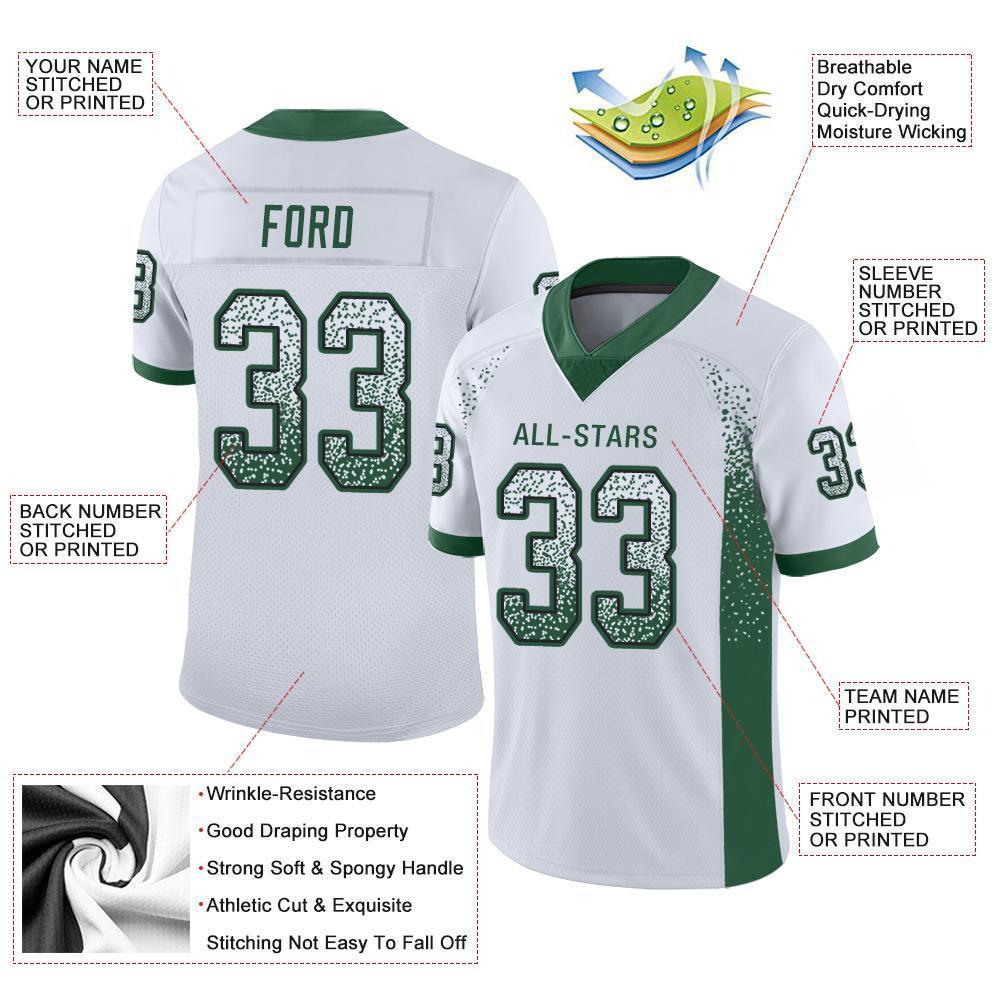 Custom Football Jersey - White Grass Green-Black Drift Fashion