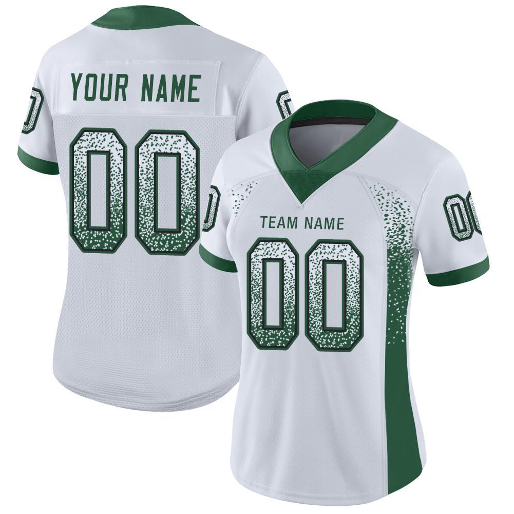 Custom Football Jersey - White Grass Green-Black Drift Fashion