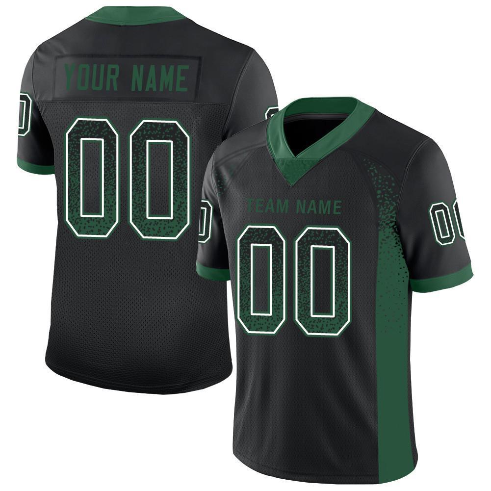 Custom Football Jersey - Black Grass Green-White Drift Fashion