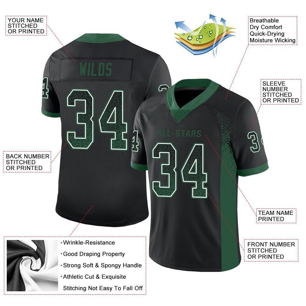 Custom Football Jersey - Black Grass Green-White Drift Fashion