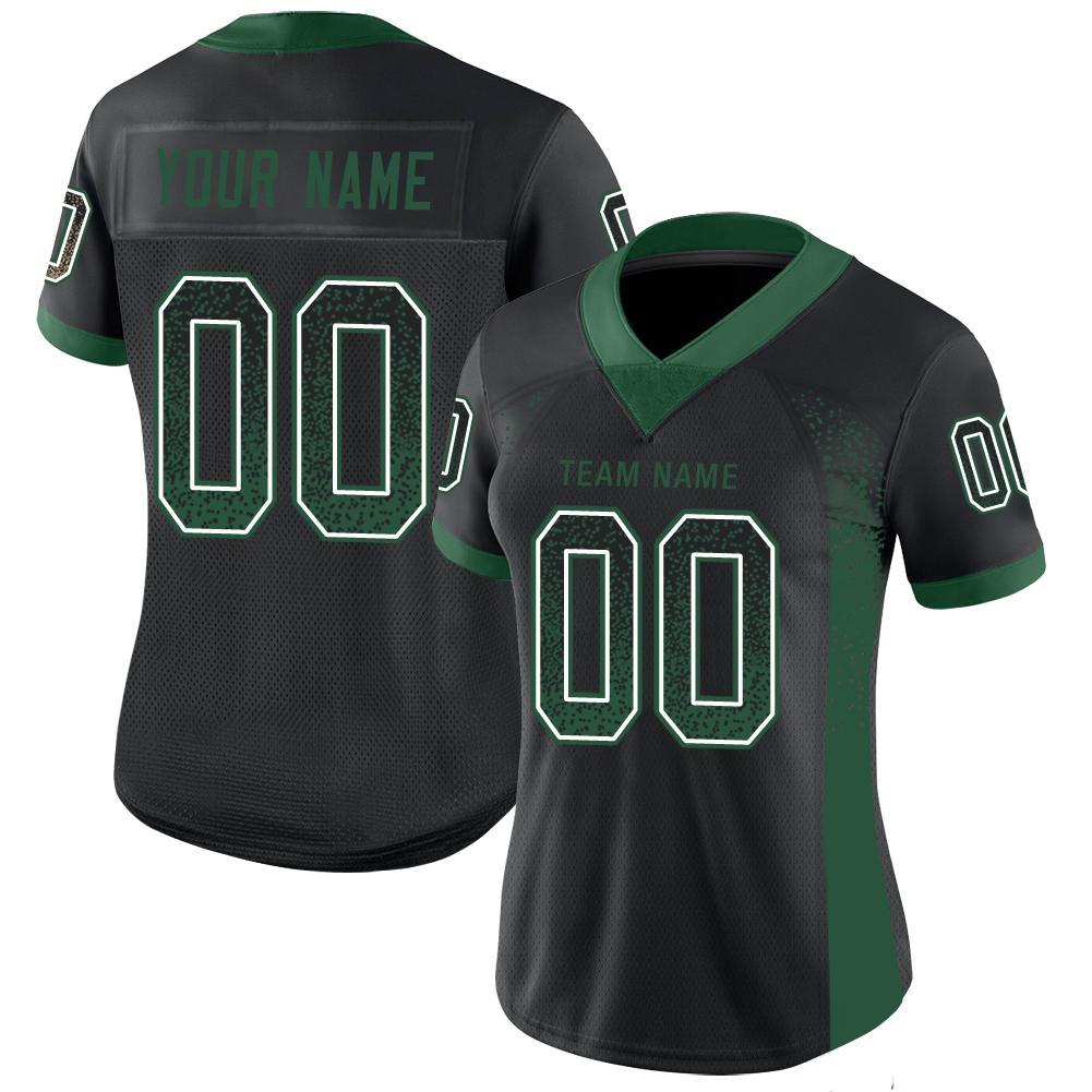Custom Football Jersey - Black Grass Green-White Drift Fashion