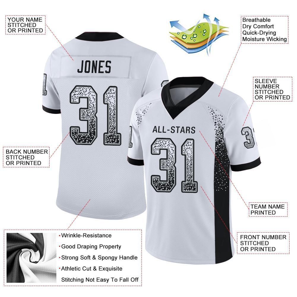 Custom Football Jersey - White Black-Silver Drift Fashion