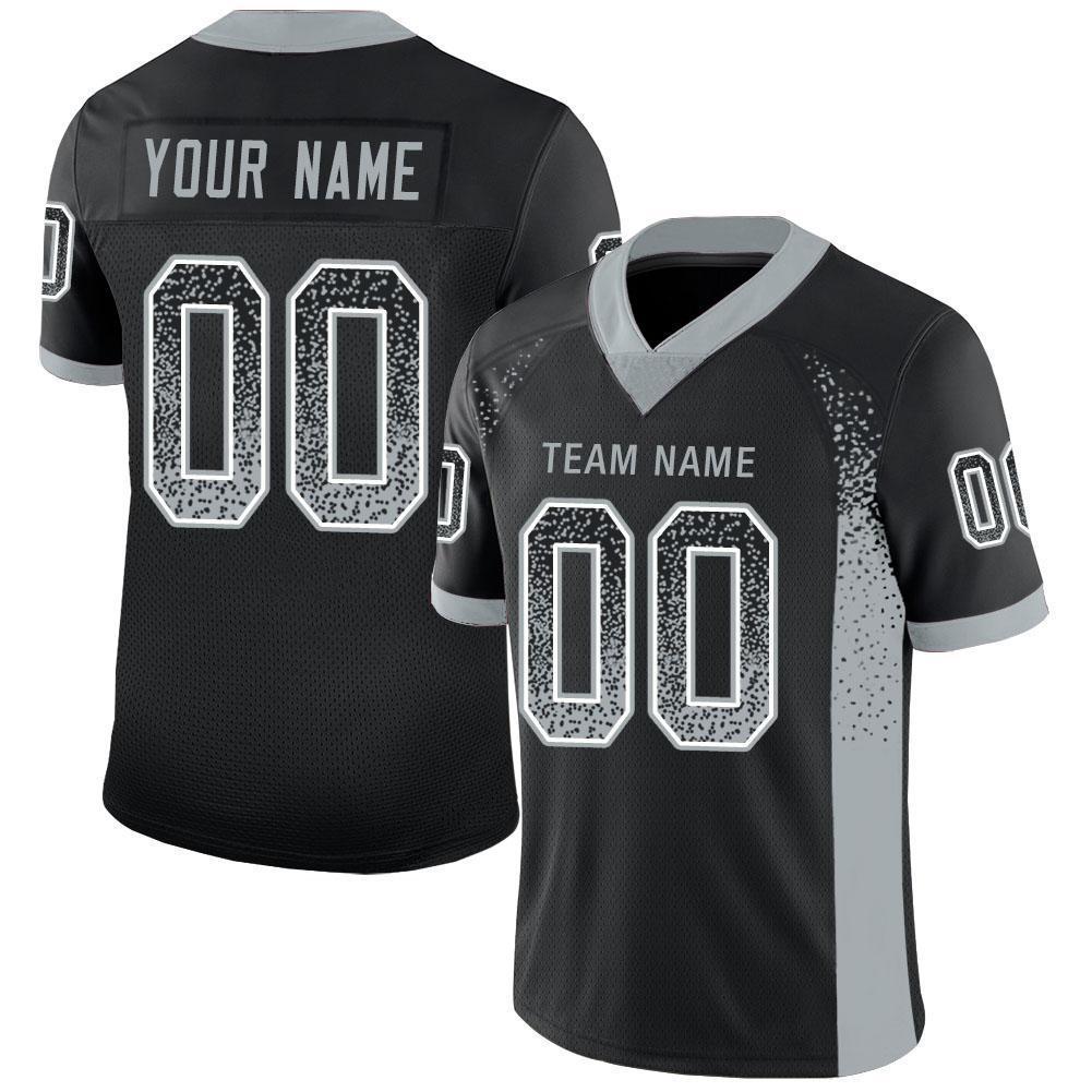 Custom Football Jersey - Black Silver-White Drift Fashion