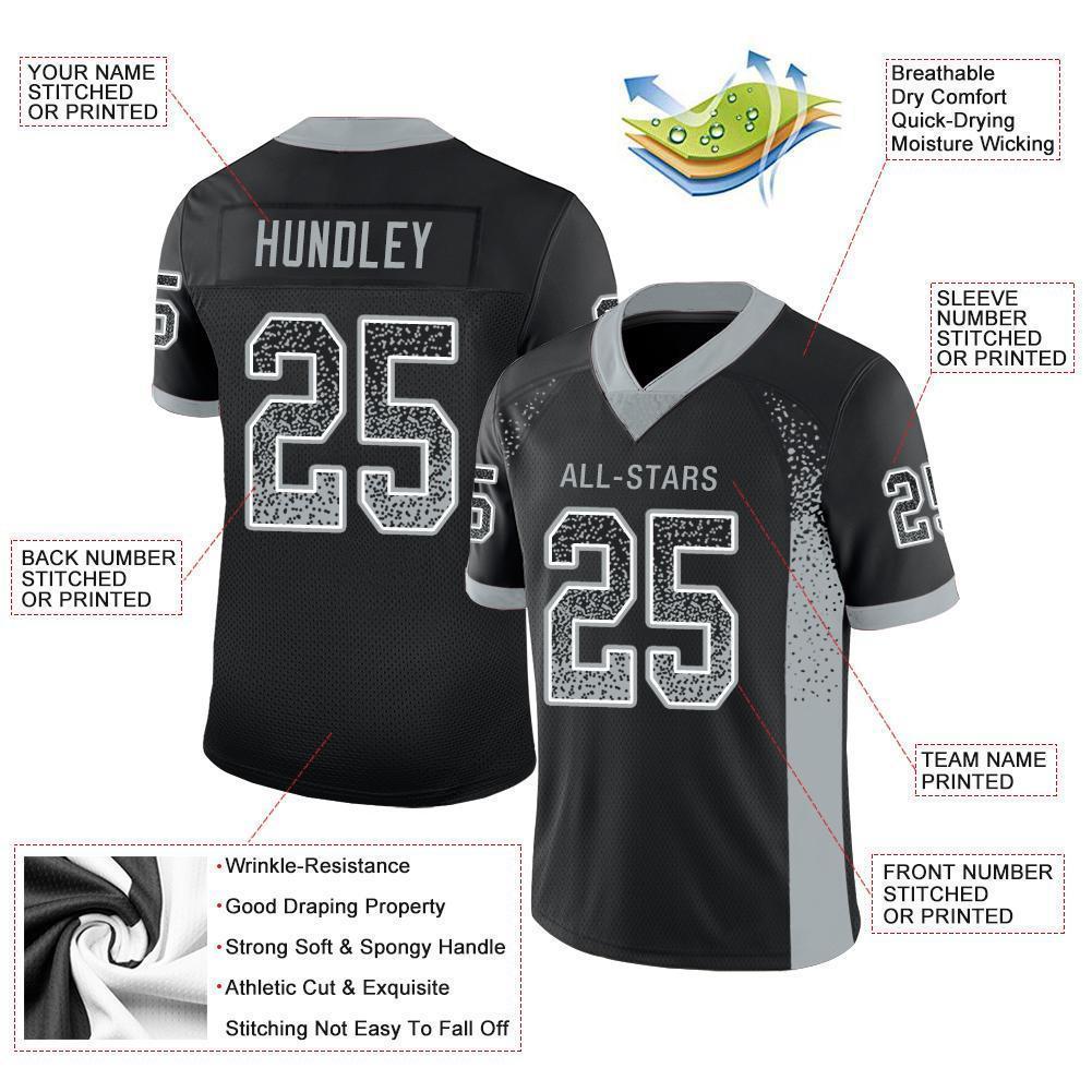 Custom Football Jersey - Black Silver-White Drift Fashion