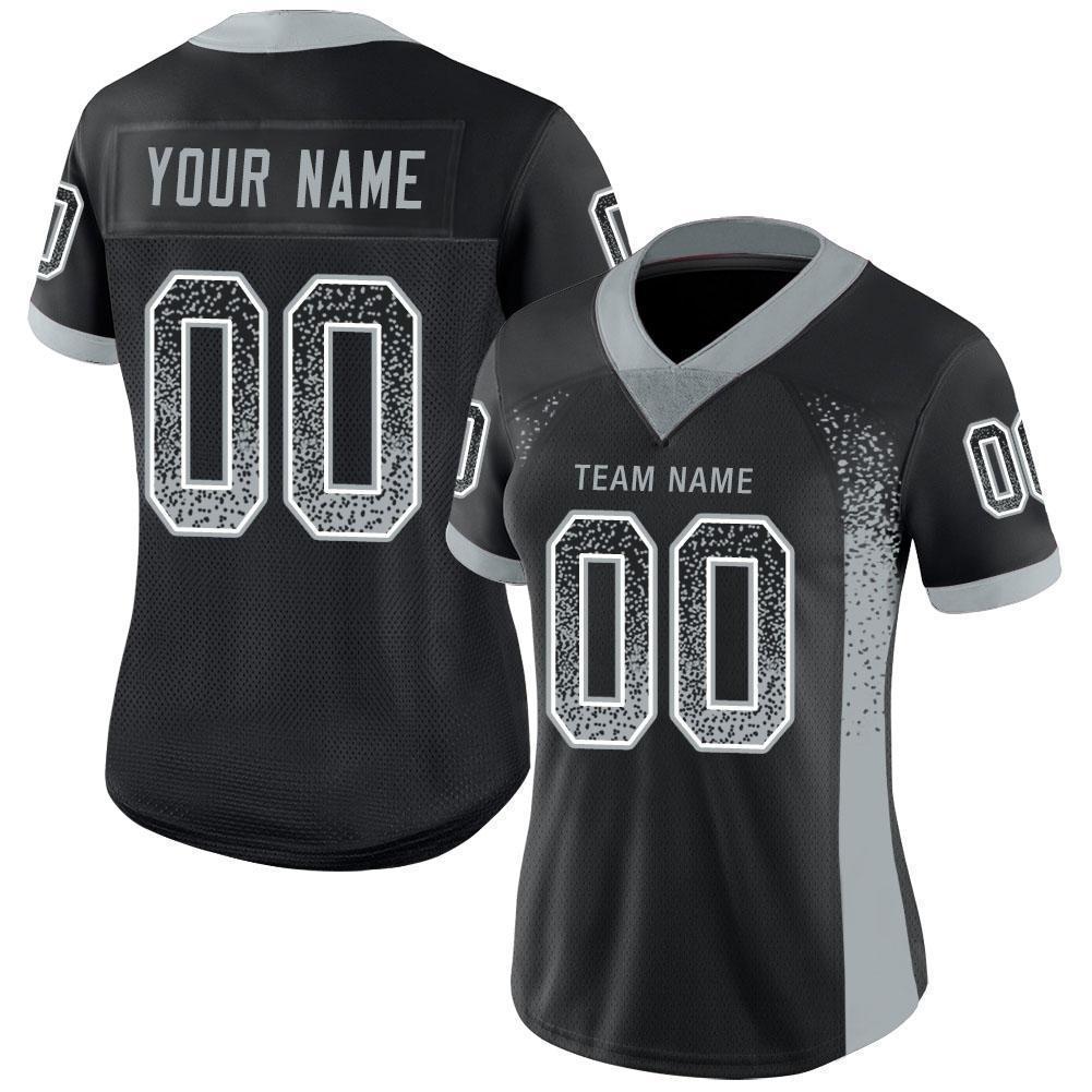 Custom Football Jersey - Black Silver-White Drift Fashion