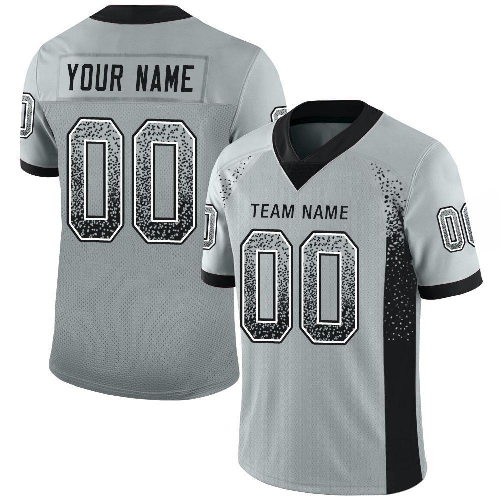 Custom Football Jersey - Silver Black-White Drift Fashion