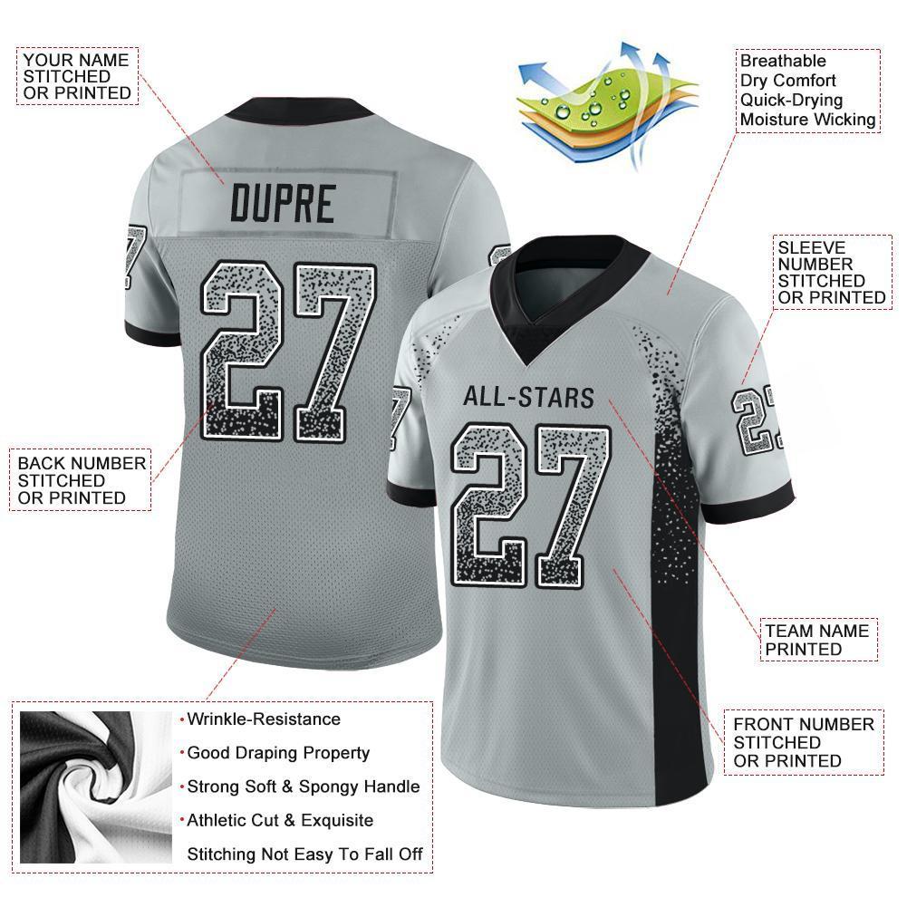 Custom Football Jersey - Silver Black-White Drift Fashion