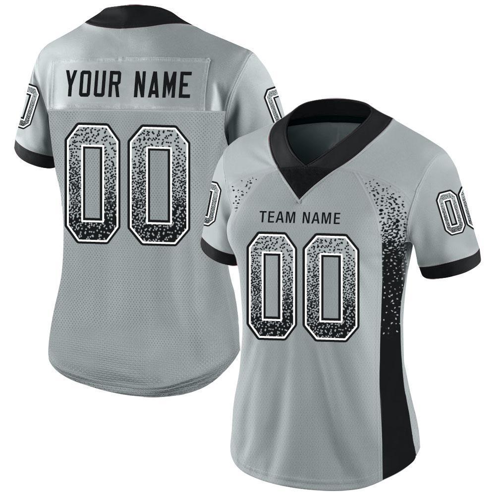 Custom Football Jersey - Silver Black-White Drift Fashion
