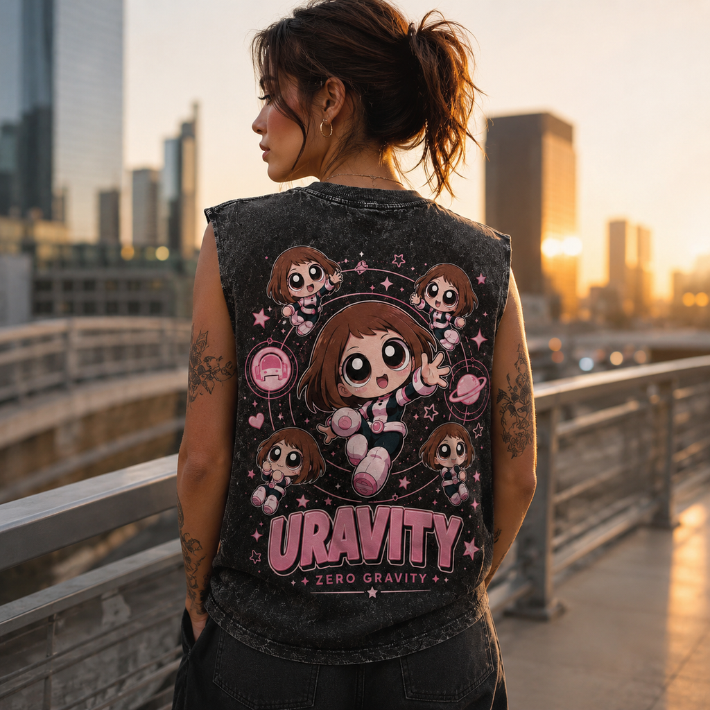 Ochaco Uraraka (Uravity) My Hero Academia Anime Tank Top - Uravity Zero Gravity Acid Wash Vest