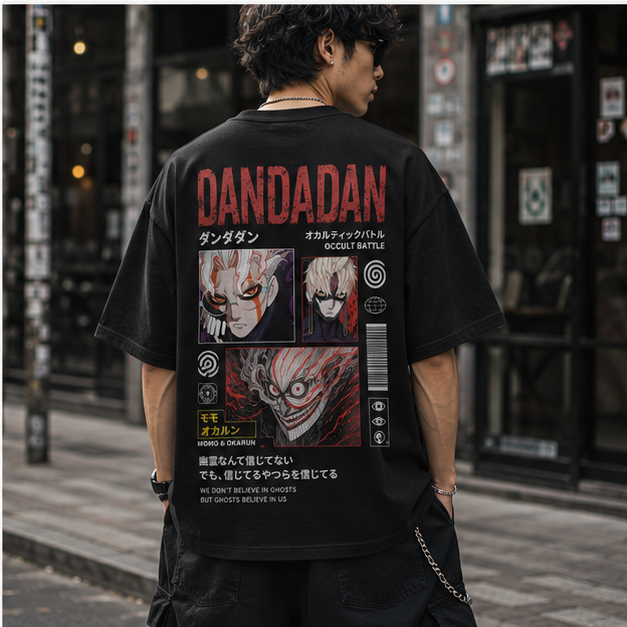 Okarun & Turbo Granny Dandadan Anime Graphic Tee - Occult Battle Faces
