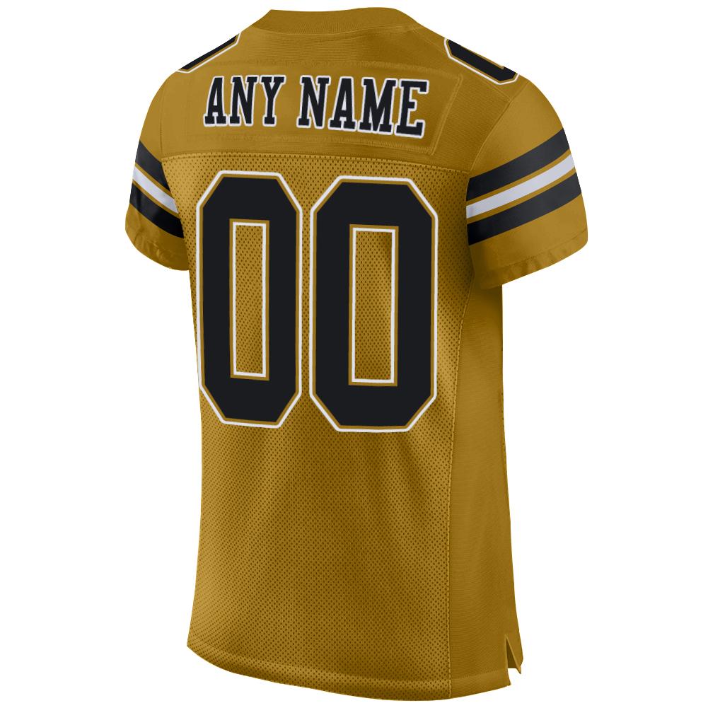 Custom Football Jersey - Old Gold Black-White Mesh
