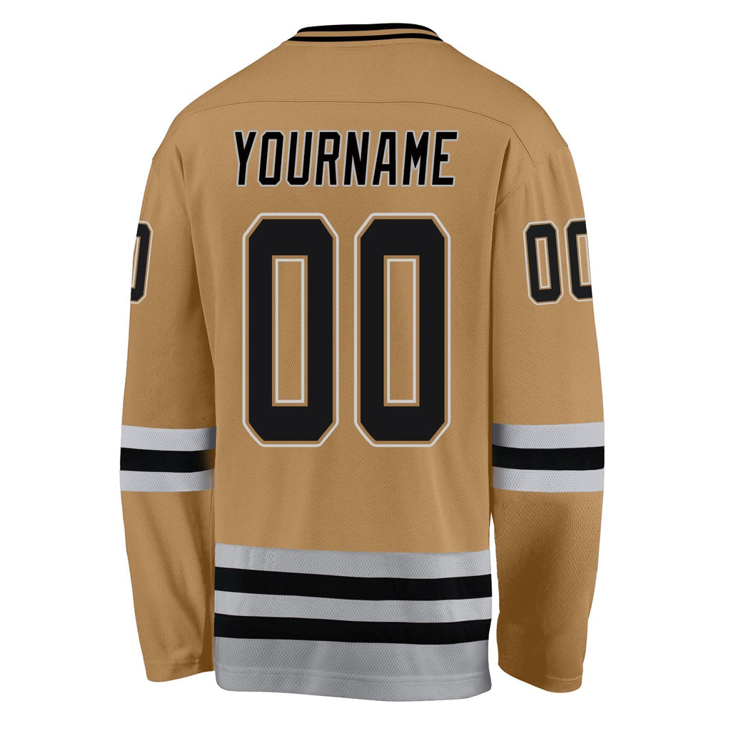 Custom Hockey Jersey - Old Gold Black-Gray