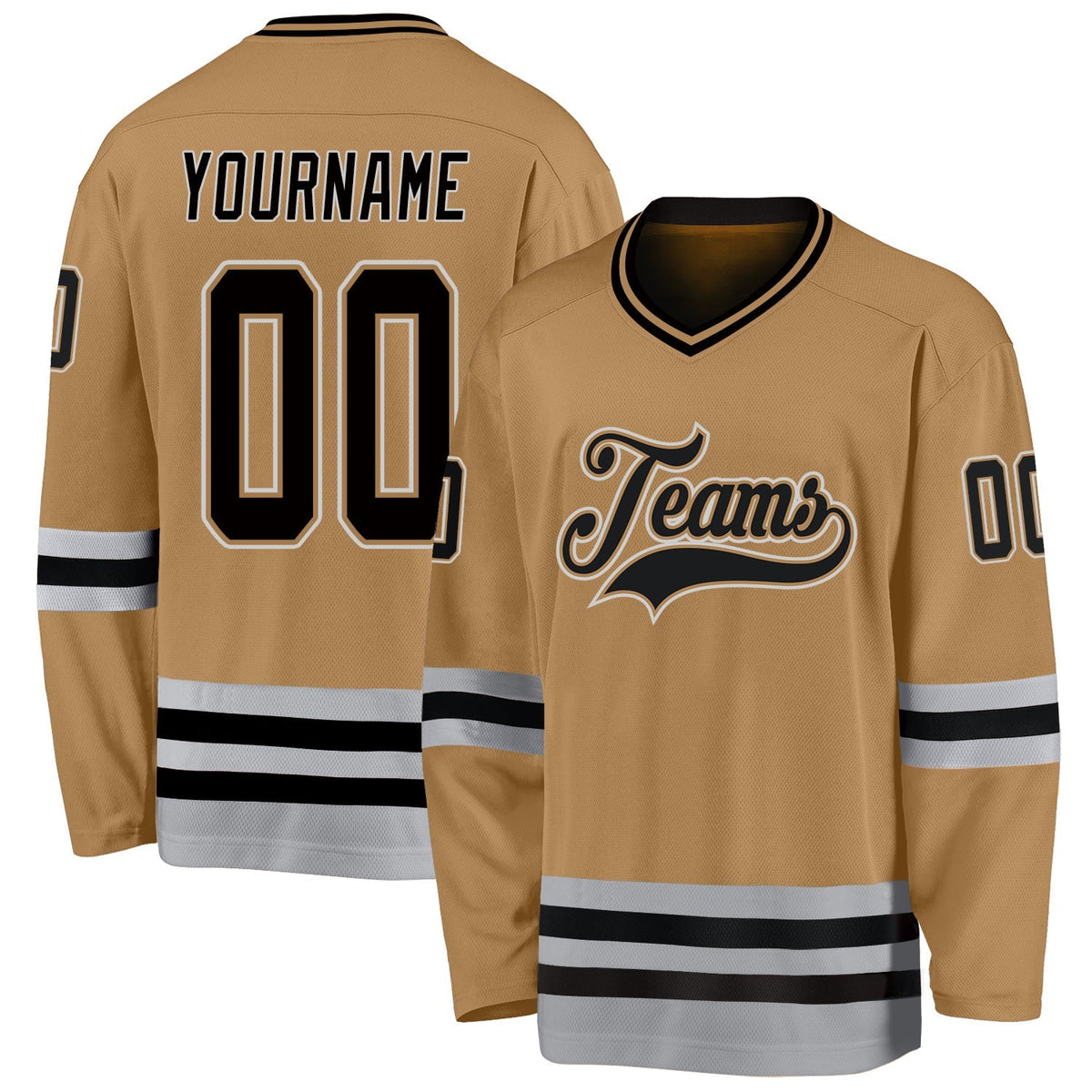 Custom Hockey Jersey - Old Gold Black-Gray