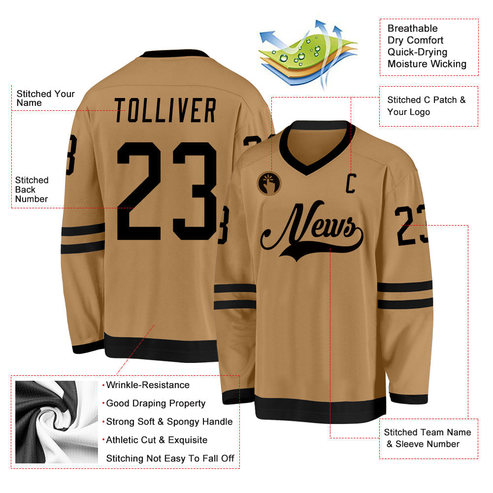 Custom Hockey Jersey - Old Gold Black