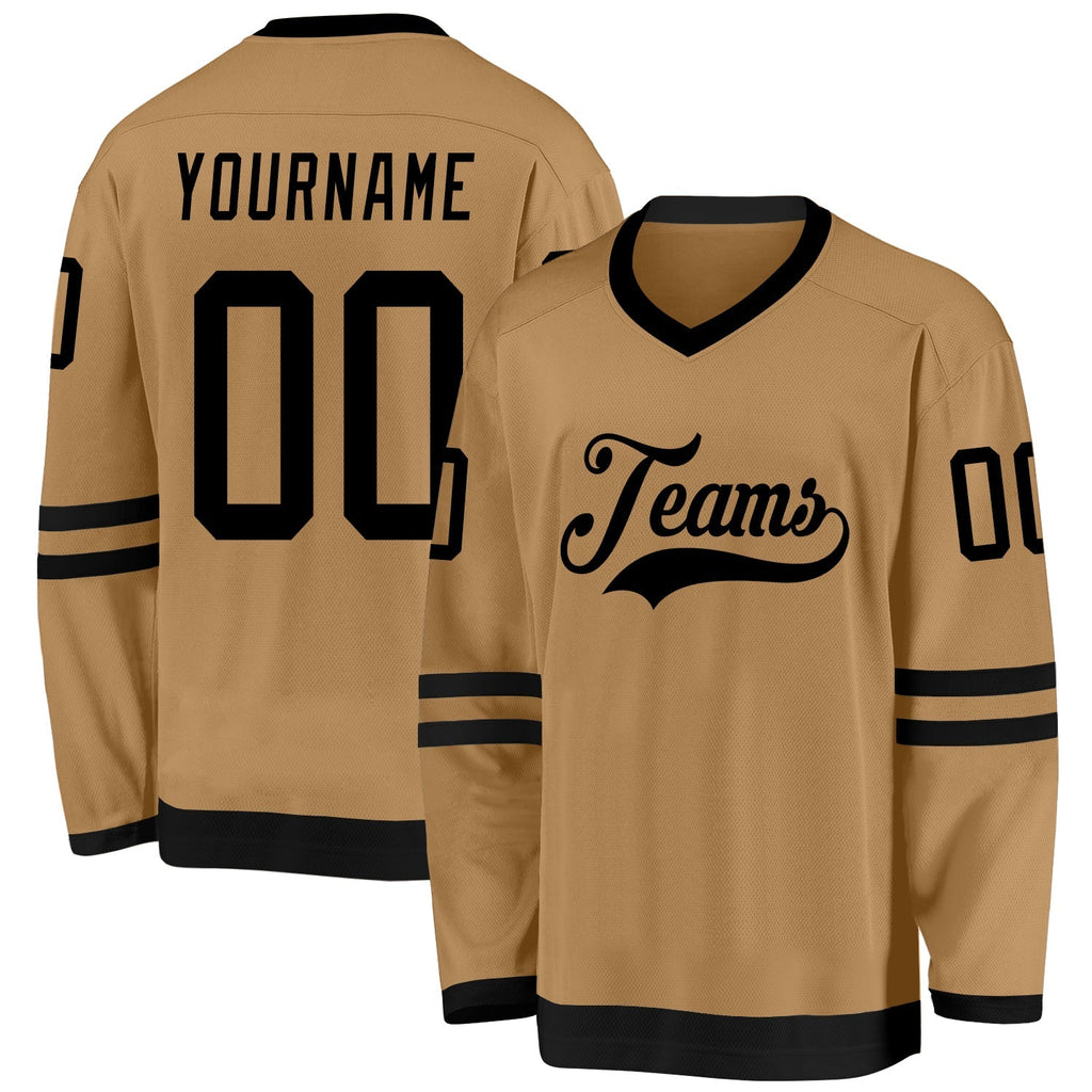 Custom Hockey Jersey - Old Gold Black