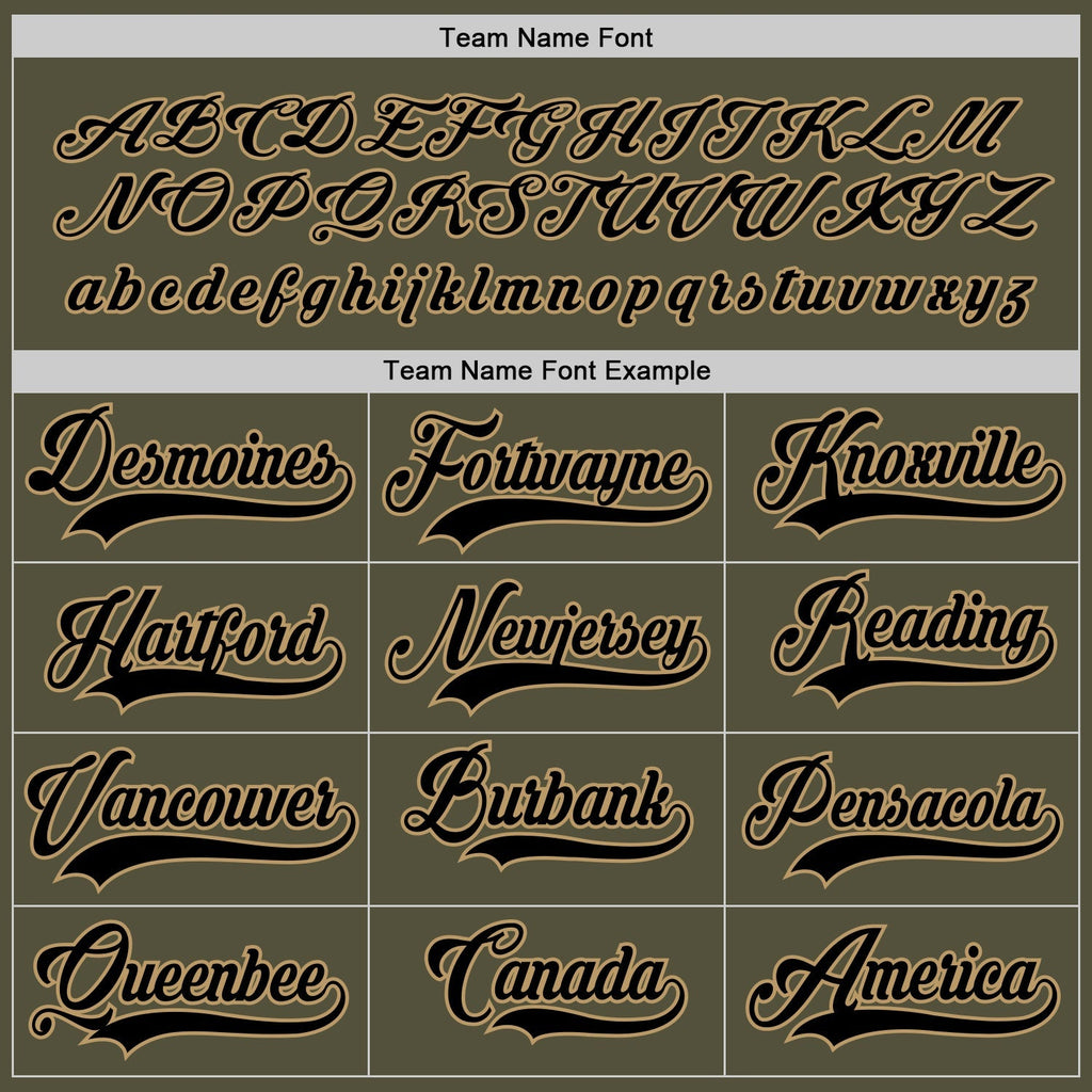 Custom Hockey Jersey - Olive Black-Old Gold Salute To Service - Style Olive0085