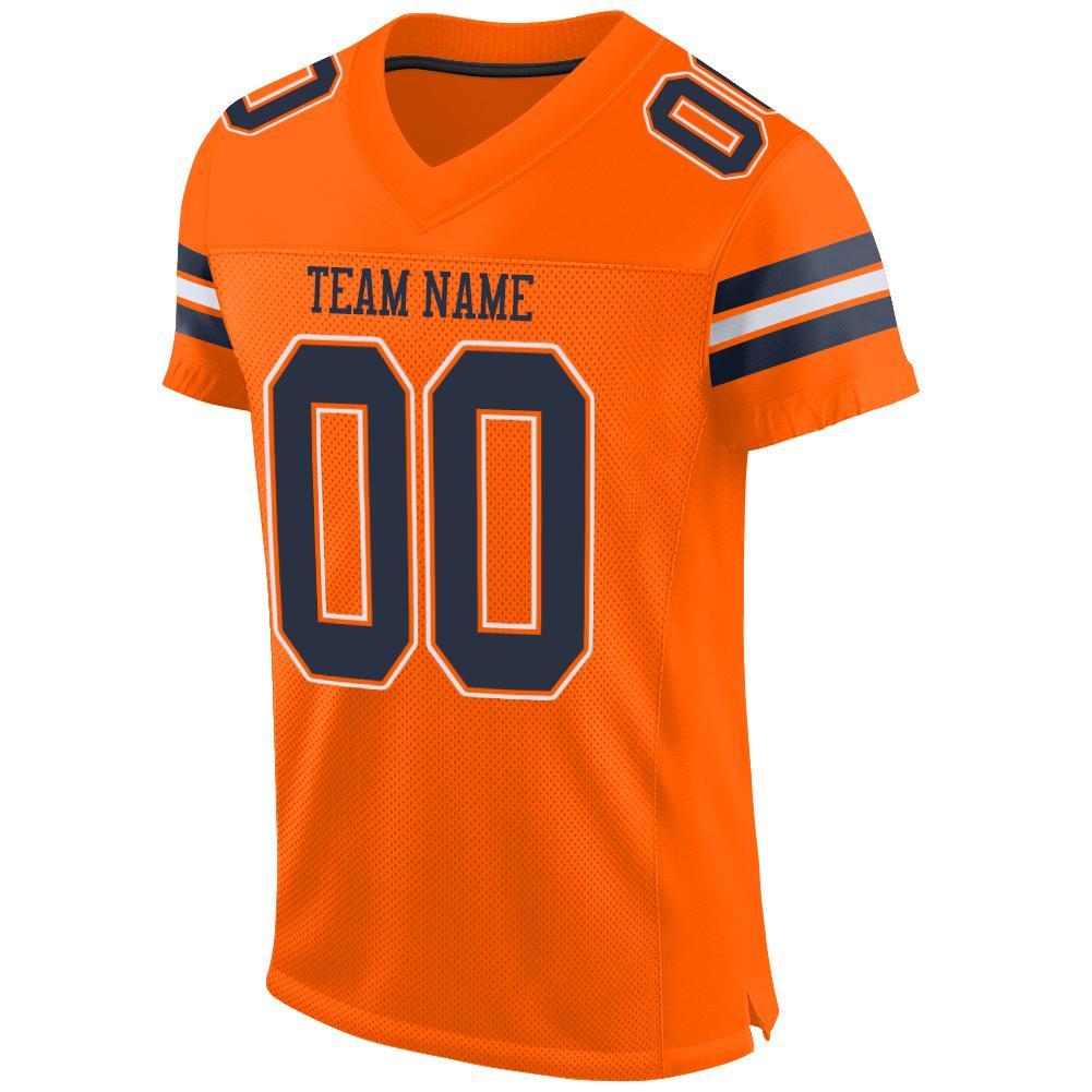Custom Football Jersey - Orange Navy-White Mesh
