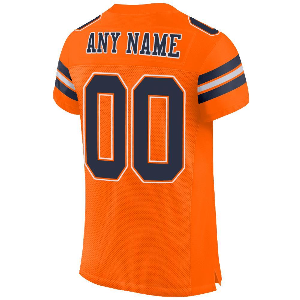 Custom Football Jersey - Orange Navy-White Mesh